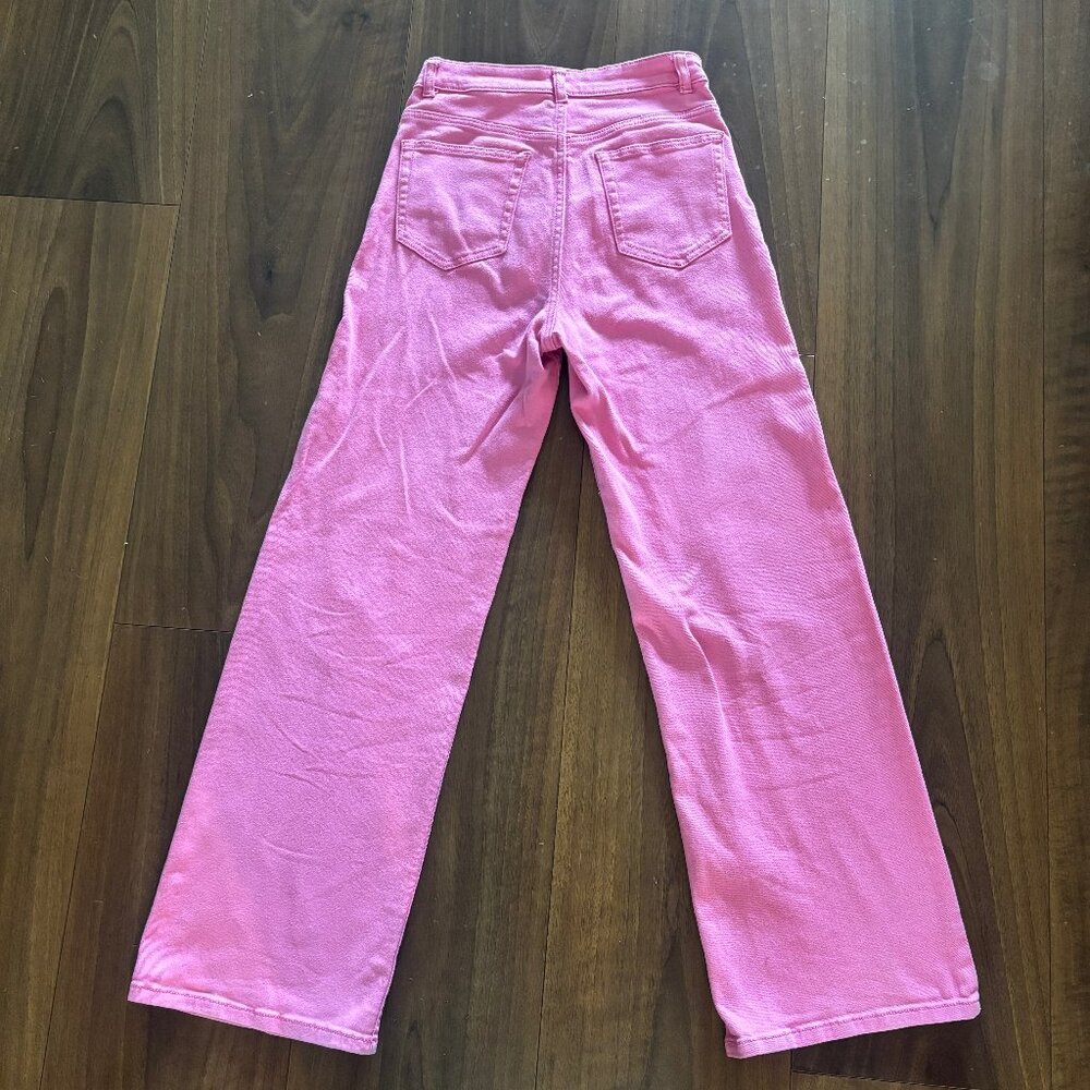 H&M Divided Women's Pink High-Rise Wide Leg Jeans - Size 4 - Picture 4 of 5